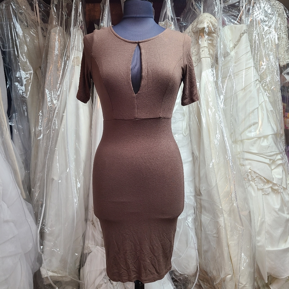 Brown Vintage Bodycon Dress